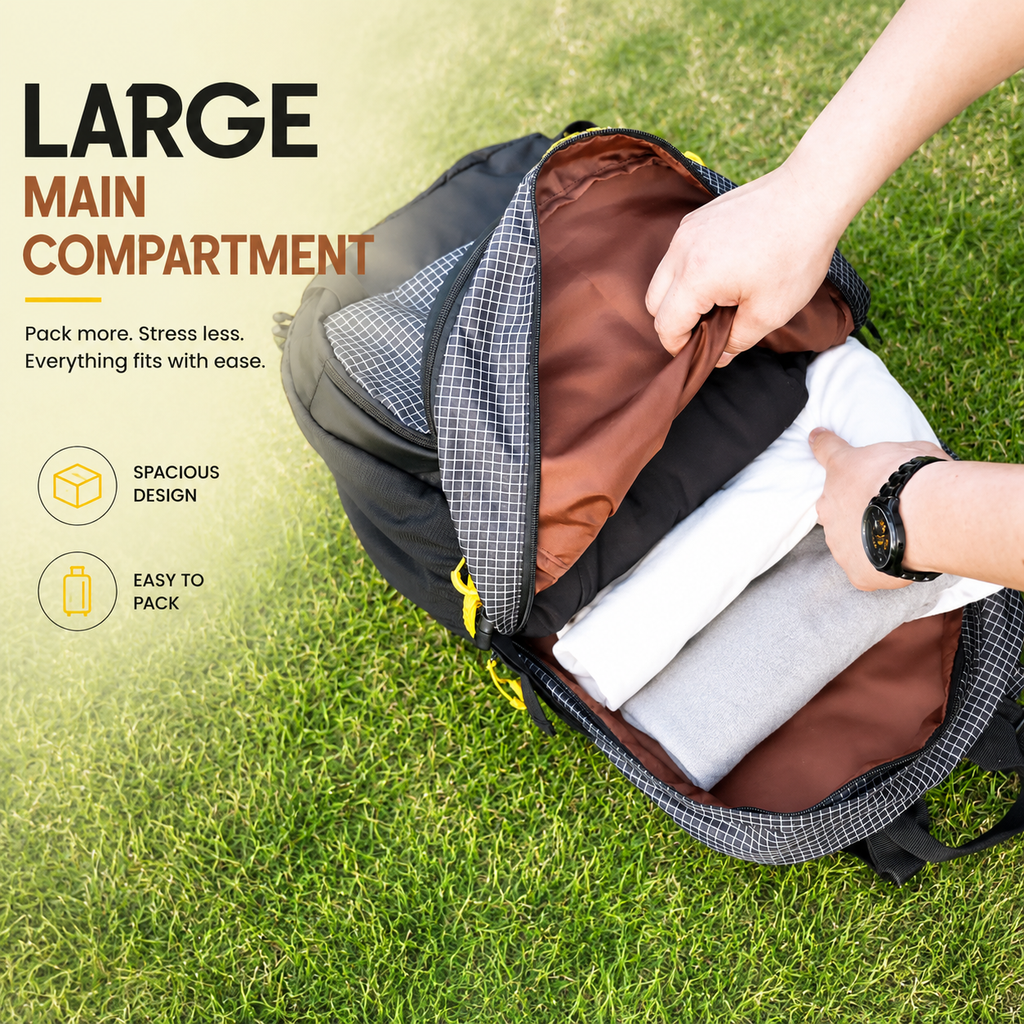 35L Hiking Backpack for Men & Women – Waterproof Travel Backpack with Laptop Compartment, Rain Cover, Lightweight Daypack | AL SAADOUNI