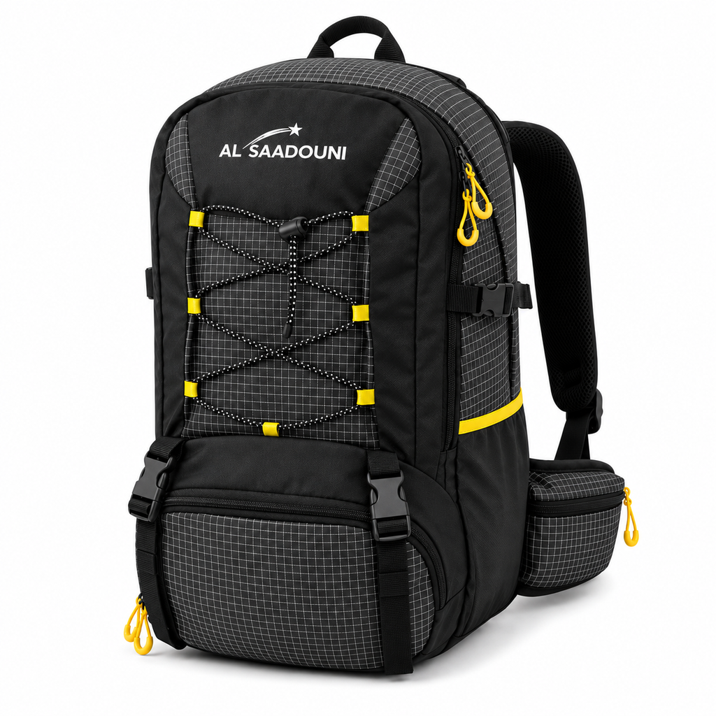 AL SAADOUNI 35L Hiking & Travel Backpack – Water-Resistant with Laptop Compartment & Rain Cover